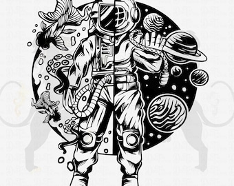 Astronaut Svg, Space Svg, Diving Svg, Scuba Diver Svg, Astronaut Clipart, Astronaut Cricut, Space Exploration Svg, Space Shuttle Svg Png Pdf