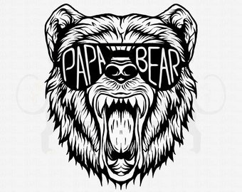 Papa Bear Svg, Papa Bear Face Svg, Bear With Glasses Svg, Papa Bear With Sunglasses Svg, Papa Bear Clipart, Papa Bear Shirt, Bear Family Svg