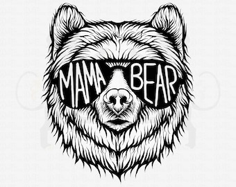 Mama Bear Svg, Mama Bear Face Svg, Bear With Glasses Svg, Mama Bear With Sunglasses Svg, Mama Bear Clipart, Mama Bear Shirt, Bear Family Svg