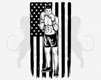 Boxer With USA Flag Svg, Boxing Svg, Boxer Svg, Boxing Glove Svg, Boxing Clipart, Boxing Cricut, Boxing Vector, Boxing Cutfile, Kick Boxing