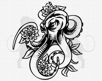 Pulpo con flores svg, Pulpo Svg, Flor de pulpo Svg, Pulpo Clipart, Pulpo Cricut, Pulpo Cut file, Pulpo Camisa, Calamar Svg Png