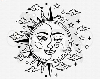 Sun And Moon Clipart Etsy