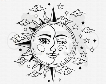 Sun And Moon Clipart Etsy