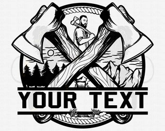 Lumberjack Svg, Woodcutter Svg, Wood Monogram, Wood Svg, Logging Svg, Lumberjack Clipart, Axe Svg, Lumberjack Cricut, Logger Dad Svg Png Dxf