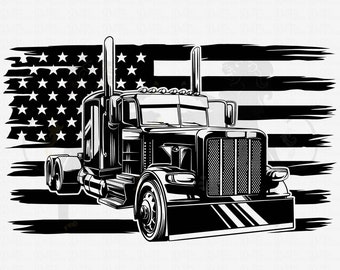 Semi Truck American Flag Svg Semi Truck With Flag Svg Truck - Etsy