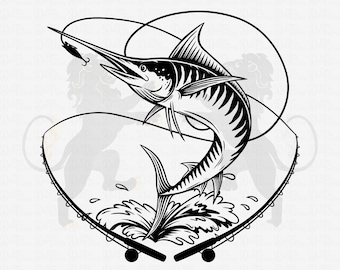 Marlin Fishing Svg, Fishing Svg, Marlin Fish Svg, Marlin Clipart, Marlin Vector, Marlin Cricut, Marlin Cut file, Marlin Fish Shirt Svg Png