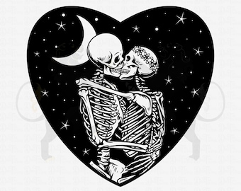 Skull Lovers Svg, Skull Svg, Dead Skeleton Love Svg, Gothic Svg, Skull Clipart, Lovers Svg, Skull Couple Svg, Gothic Lovers Svg, Skull Love