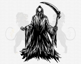 Reaper Svg, Grim Reaper Svg, Death Svg, Reaper Clipart, Reaper Skeleton Svg, Skull Reaper Svg, Halloween Svg, Skeleton Svg, Angel Death Svg