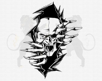 Skull In The Wall SVG, Skull Ripper SVG, Skull SVG, Skull Clipart, Skull Vector, Skull Cricut, Skull Cut Files, Skull Flower,Skull Shirt Png