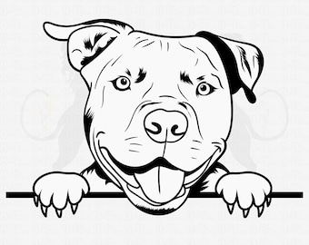 Pitbull Svg, American Pit Bull Svg, Pitbull Clipart, Pitbull Vector, Pitbull Cricut, Dog Paw Svg, Pitbull Cut File, Dog Svg Pitbull Peeking