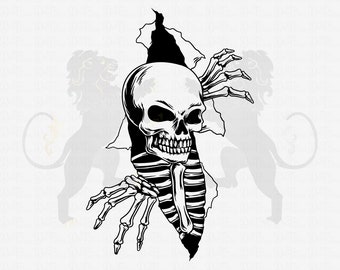 Skull In The Wall SVG, Skull Ripper SVG, Skull SVG, Skull Clipart, Skull Vector, Skull Cricut, Skull Cut Files, Skull Flower,Skull Shirt Png