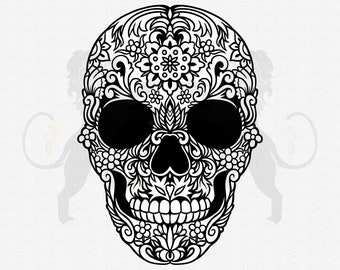 Sugar Skull Svg, Skull Svg, Mexican Skull Svg, Day of the Dead Svg, Sugar Skull Clipart, Sugar Skull Cricut, Sugar Skull Cutfile Svg Pdf Png