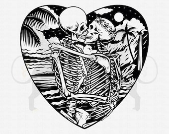 Skull Lovers Svg, Skull Svg, Dead Skeleton Love Svg, Gothic Svg, Skull Clipart, Lovers Svg, Skull Couple Svg, Gothic Lovers Svg, Skull Love