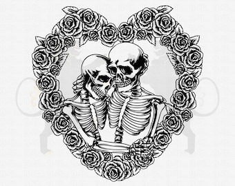 Skull Lovers Svg, Skull Svg, Dead Skeleton Love Svg, Gothic Svg, Skull Clipart, Lovers Svg, Skull Couple Svg, Gothic Lovers Svg, Skull Love