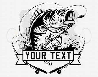 Bass Fishing Name Svg, Fishing Svg, Bass Fish Svg, Bass Clipart, Bass Vector, Bass Cricut, Bass Cut file, Fish Svg,Fish Hook Svg,Fishing PNG