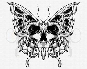 Skull Butterfly Svg, Skull Svg, Skull Butterfly Clipart, Gothic Svg, Skeleton Svg, Skull Cricut, Skull Shirt, Skull Vector, Skull Printable