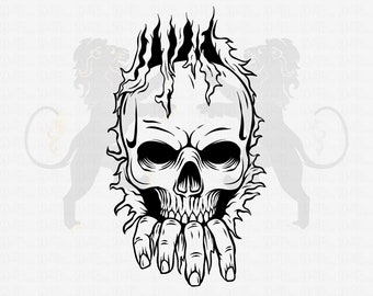 Skull In The Wall SVG, Skull Ripper SVG, Skull SVG, Skull Clipart, Skull Vector, Skull Cricut, Skull Cut Files, Skull Flower,Skull Shirt Png