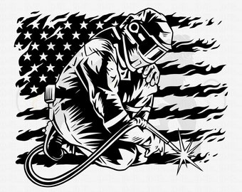 Welder With USA Flag Svg, Welder Svg, Welding Svg, Welder Clipart, Welder Cricut, Welder Cutfile, Welder Shirt, Iron Worker Svg, Welder Png