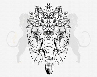 Elephant Mandala Svg, Elephant Svg, Elephant Head Svg, Elephant Clipart, Elephant Vector, Elephant Cricut, Elephant Cutfile, Safari Svg Png