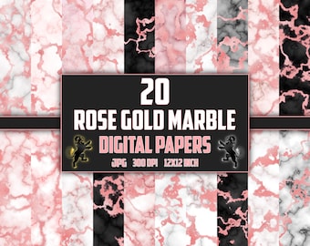 Rose Gold Marble Digital Paper, Marble Seamless Patterns, Marble Texture, Marble Background, Marble Digital Paper, Marble Print Gold foil