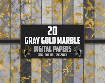 Gray Gold Marble Digital Paper, Marble Seamless Patterns, Marble Texture, Marble Background, Marble Digital Paper, Marble Print Gold foil