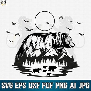 Bear Svg, Bear Clipart, Bear Vector, Bear Cricut, Grizzly Svg, Bear Shirt, Bear Lover Svg, Bear Head Svg, Rustic Svg, Mama Bear Svg Print
