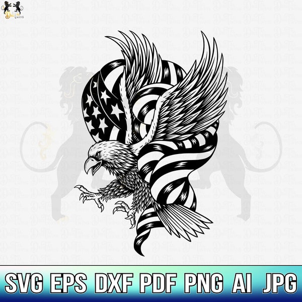 Eagle through Flag Svg, Eagle With Flag Svg, Eagle USA Svg, American Eagle Svg, Eagle Through Flag Svg, American Flag Svg, Patriotic Svg