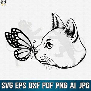 Cat With Butterfly Svg, Cat Svg, Cute Cat Svg, Cat Clipart, Cat Cricut, Cat Cutfile, Peeking Cat Svg, Kitty Svg, Cat Printable,Cat Shirt Svg