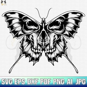 Skull Butterfly Svg, Skull Svg, Skull Butterfly Clipart, Gothic Svg, Skeleton Svg, Skull Cricut, Skull Shirt, Skull Vector, Skull Printable