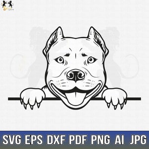 Pitbull Svg, American Pit Bull Svg, Pitbull Clipart, Pitbull Vector, Pitbull Cricut, Dog Paw Svg, Pitbull Cut File, Dog Svg Pitbull Peeking