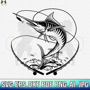 Marlin Fishing Svg, Fishing Svg, Marlin Fish Svg, Marlin Clipart, Marlin Vector, Marlin Cricut, Marlin Cut file, Marlin Fish Shirt Svg Png