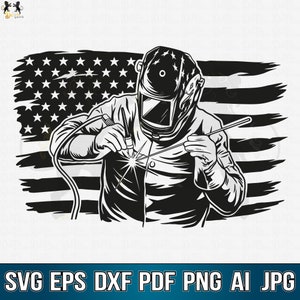 Welder With USA Flag Svg, Welder Svg, Welding Svg, Welder Clipart, Welder Cricut, Welder Cutfile, Welder Shirt, Iron Worker Svg, Welder Png
