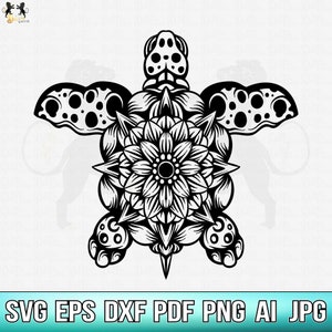 Turtle Mandala Svg, Turtle Svg, Mandala Svg, Sea Turtle Svg, Turtle Zentangle Svg, Turtle Clipart, Turtle Cricut, Turtle Cutfile, Ocean Svg