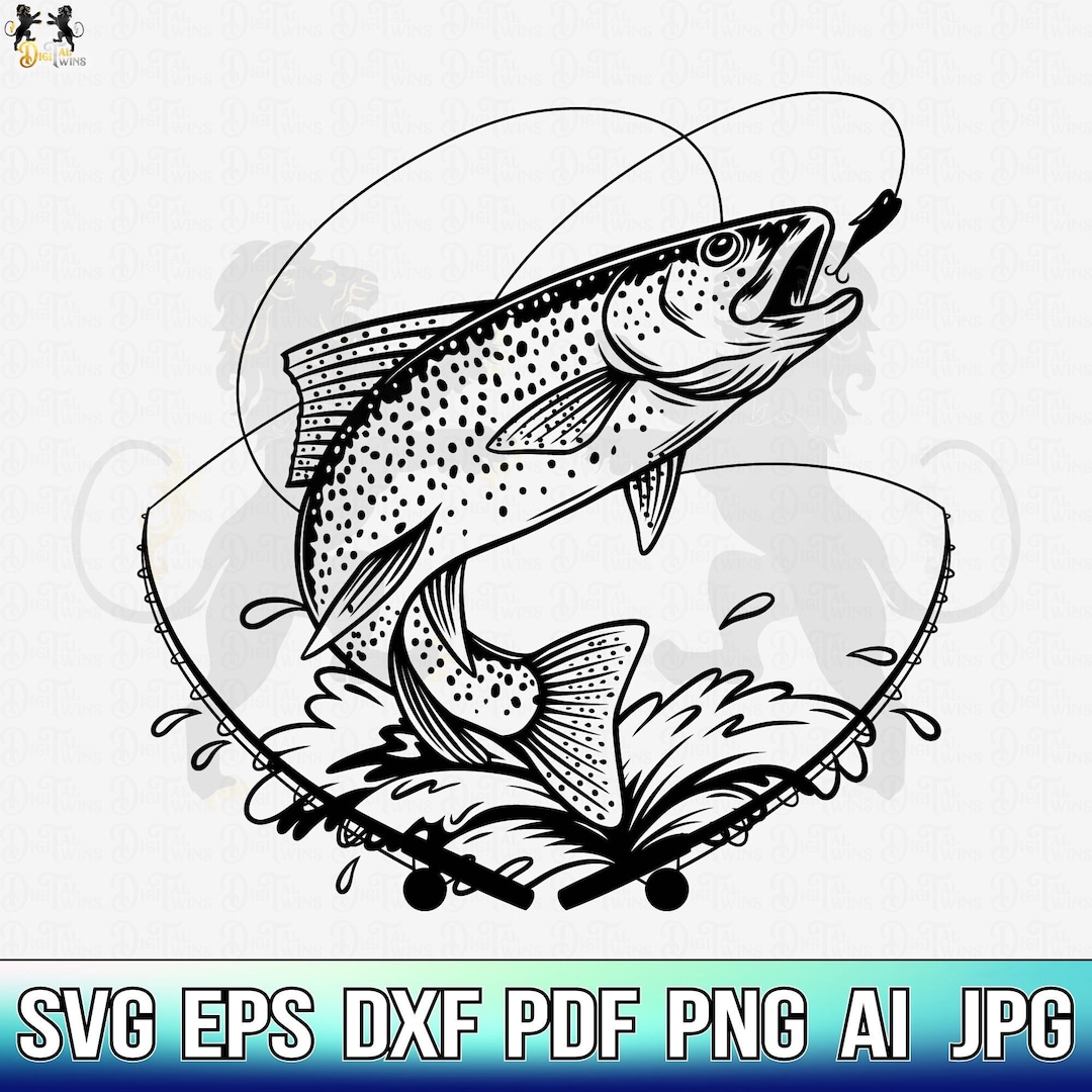 Trout Fishing Svg, Fishing Svg, Trout Fish Svg, Trout Clipart, Trout