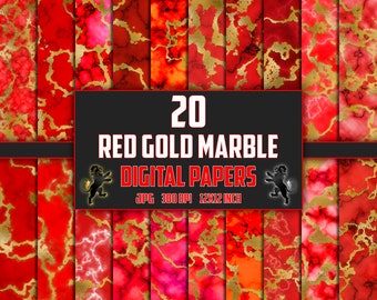 Red Gold Marble Digital Paper, Marble Seamless Patterns, Marble Texture, Marble Background, Marble Digital Paper, Marble Print Gold foil