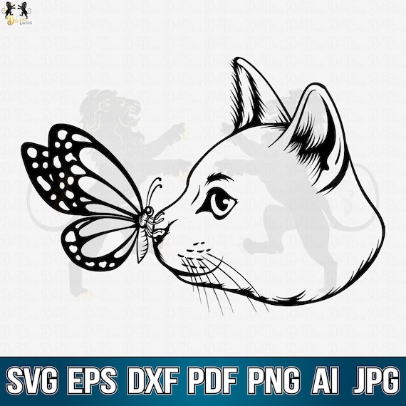 Cat With Butterfly Svg, Cat Svg, Cute Cat Svg, Cat Clipart, Cat Cricut, Cat Cutfile, Peeking Cat Svg, Kitty Svg, Cat Printable,Cat Shirt Svg