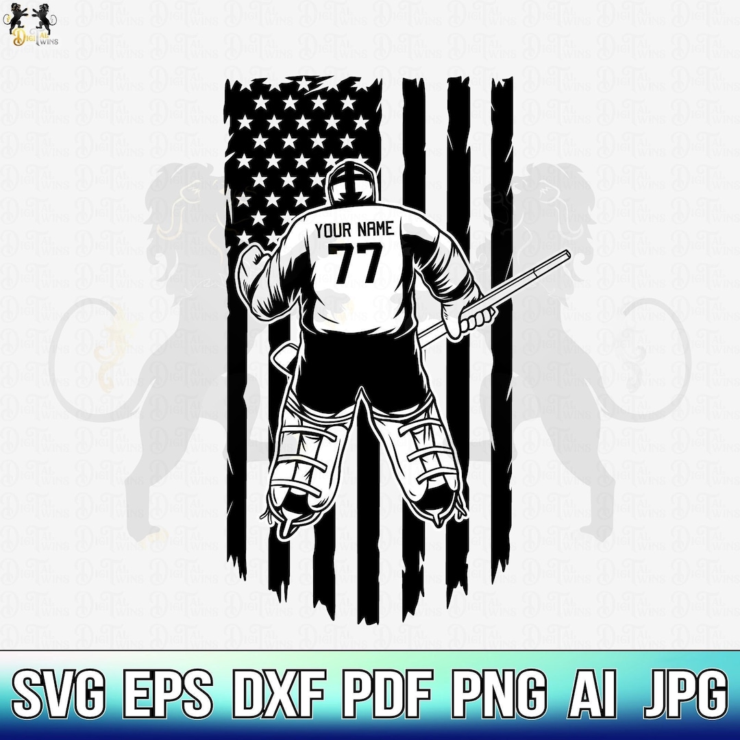 Ice Hockey Player With USA Flag Svg, Ice Hockey Name Svg, Ice Hockey