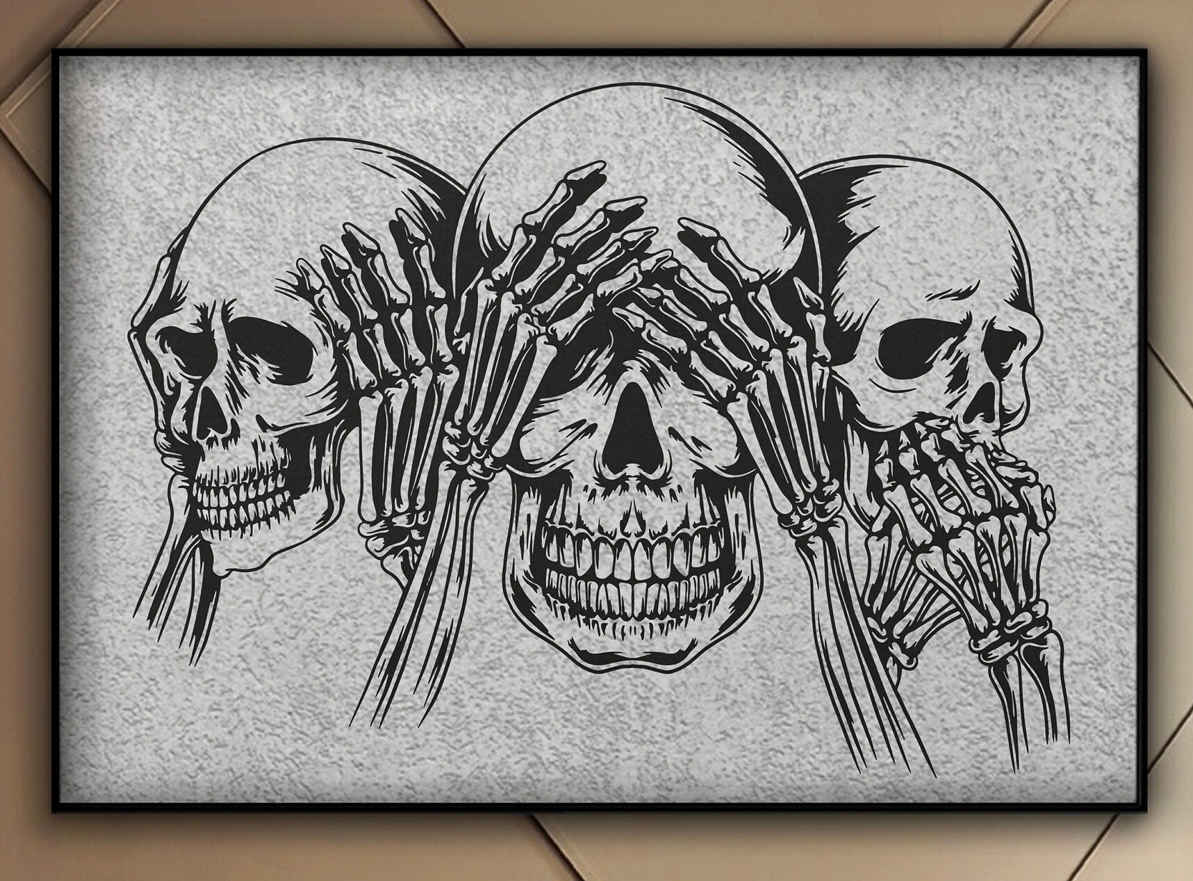 Three Wise Skulls Svg See Hear Speak No Evil Svg Hear See - Etsy Australia