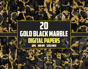 Gold Black Marble Digital Paper, Marble Seamless Patterns, Marble Texture, Marble Background, Marble Digital Paper, Marble Print Gold foil