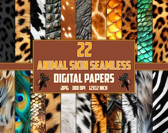 Animal Seamless Patterns, Animal Digital Papers, Animal Skin Textures, Animal Skin Background, Animal Fur Texture, Animal Skin Print Clipart