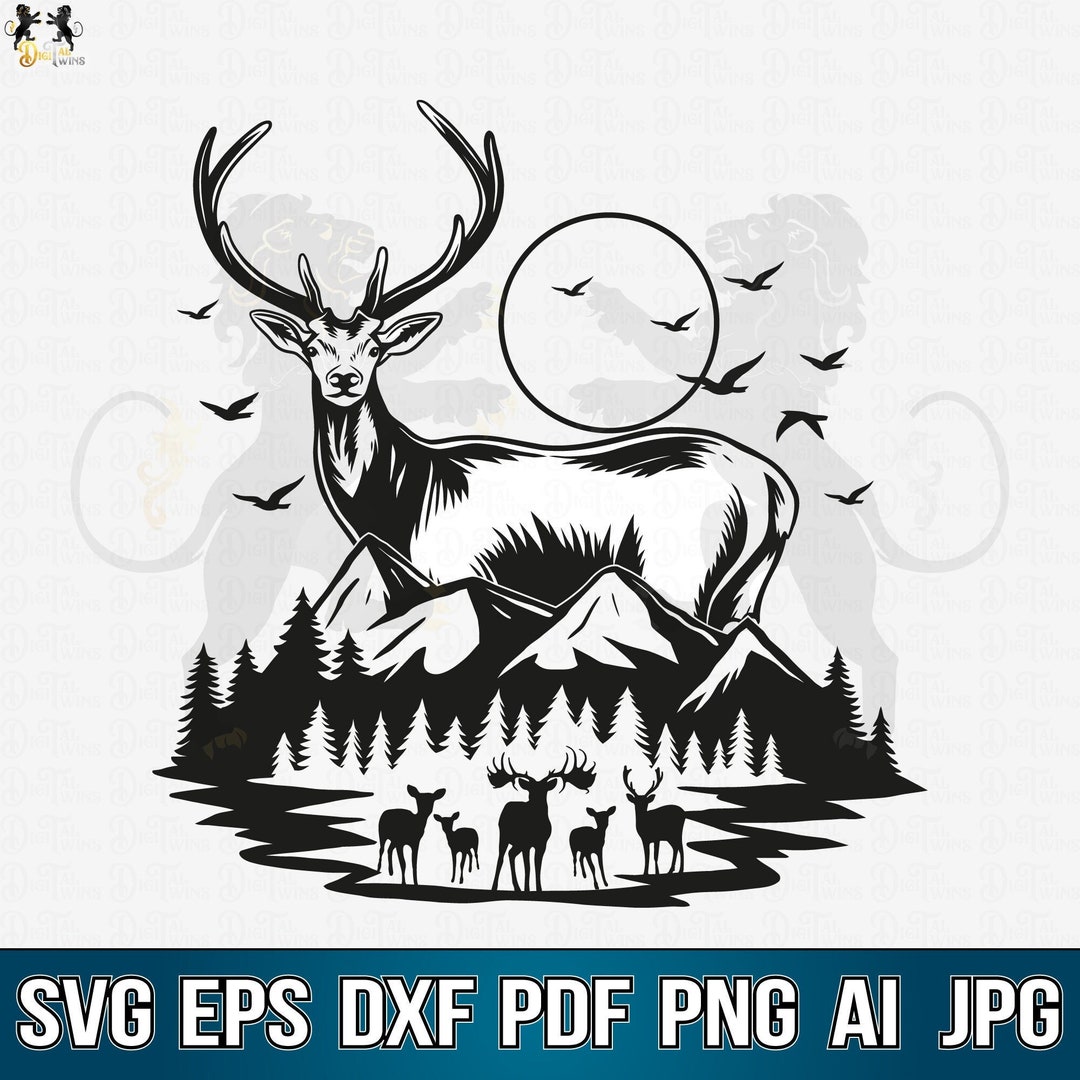 Deer Svg, Deer Hunting Svg, Deer in the Forest Svg, Deer Clipart, Deer ...