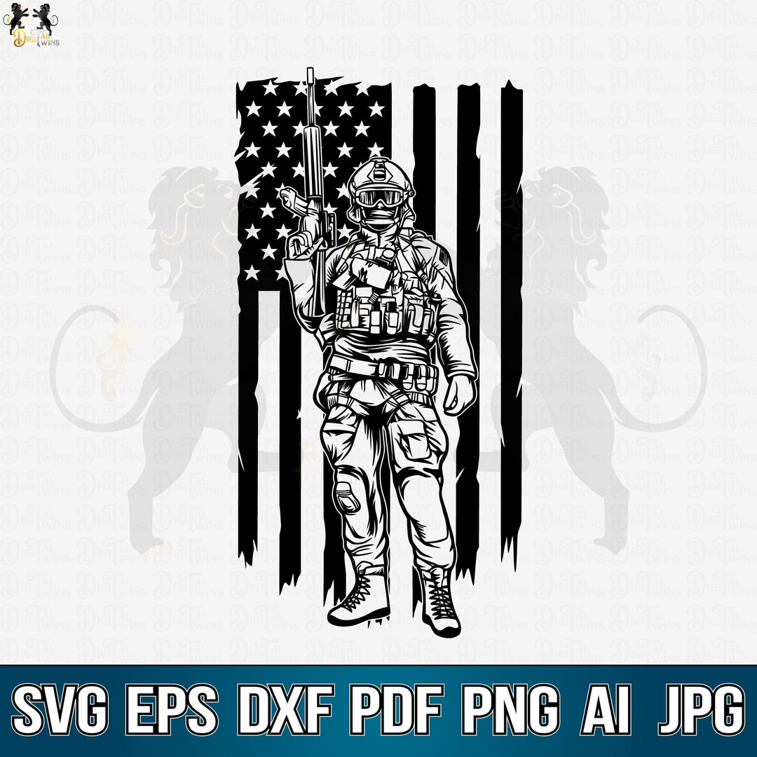 Soldier With Flag Svg, US Soldier Svg, American Soldier Svg, Army Svg ...