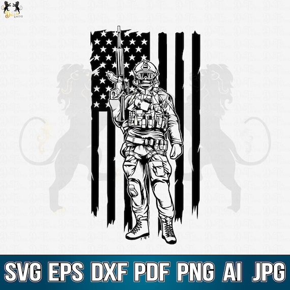 Soldier With Flag Svg US Soldier Svg American Soldier Svg | Etsy