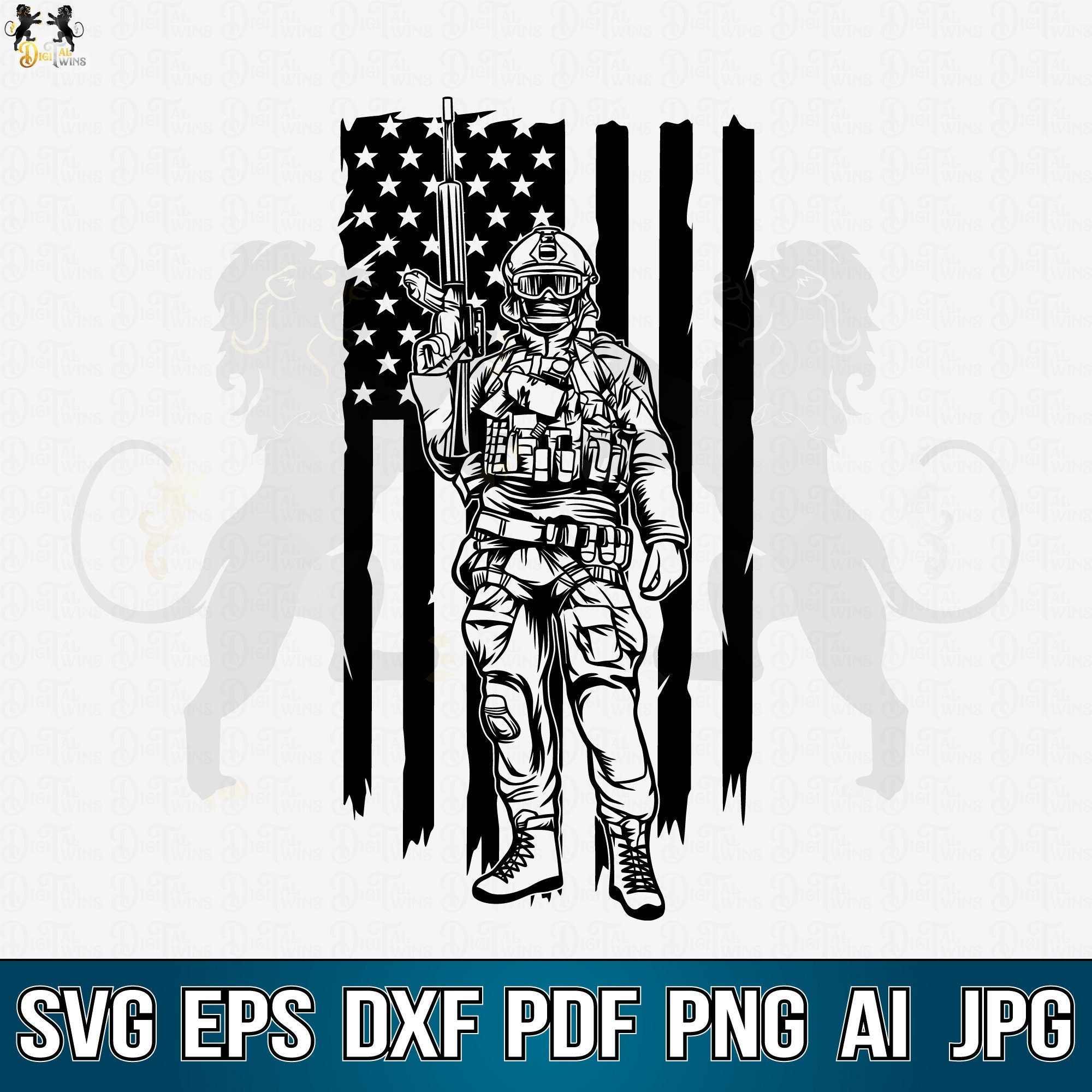 Soldier With Flag Svg US Soldier Svg American Soldier Svg Etsy