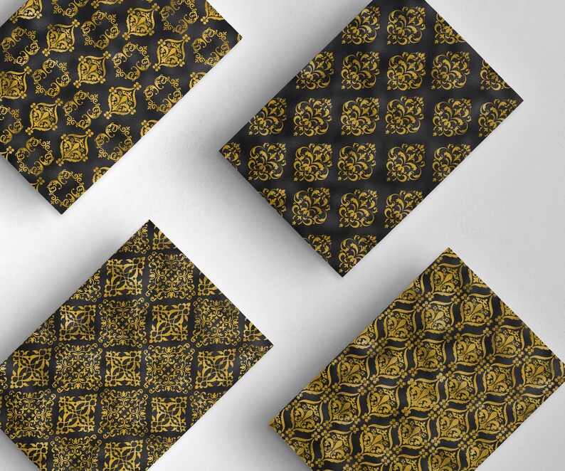 Gold Gothic Digital Paper, Gothic Scrapbook, Gothic Clipart, Halloween ...