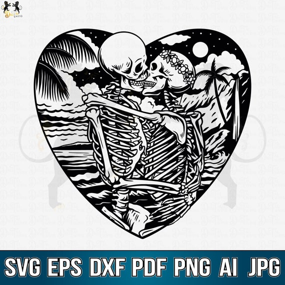 Skull Lovers Svg, Skull Svg, Dead Skeleton Love Svg, Gothic Svg, Skull Clipart, Lovers Svg, Skull Couple Svg, Gothic Lovers Svg, Skull Love