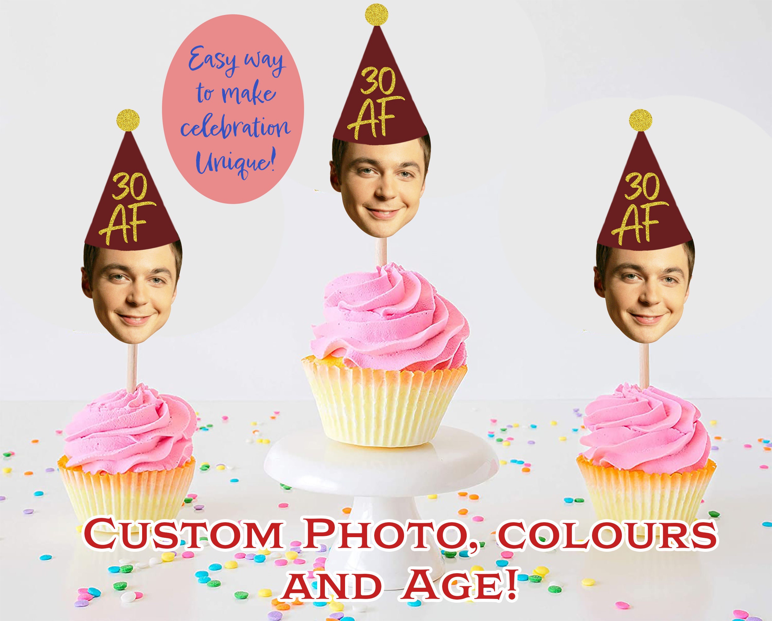 Photo Cupcake Toppers Birthday Funny Cupcake Topper Cake - Etsy