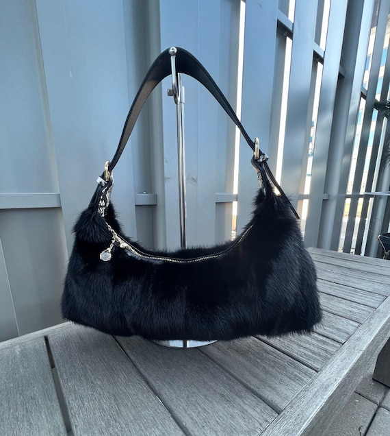 Genuine Mink Fur Bag in Black Color 