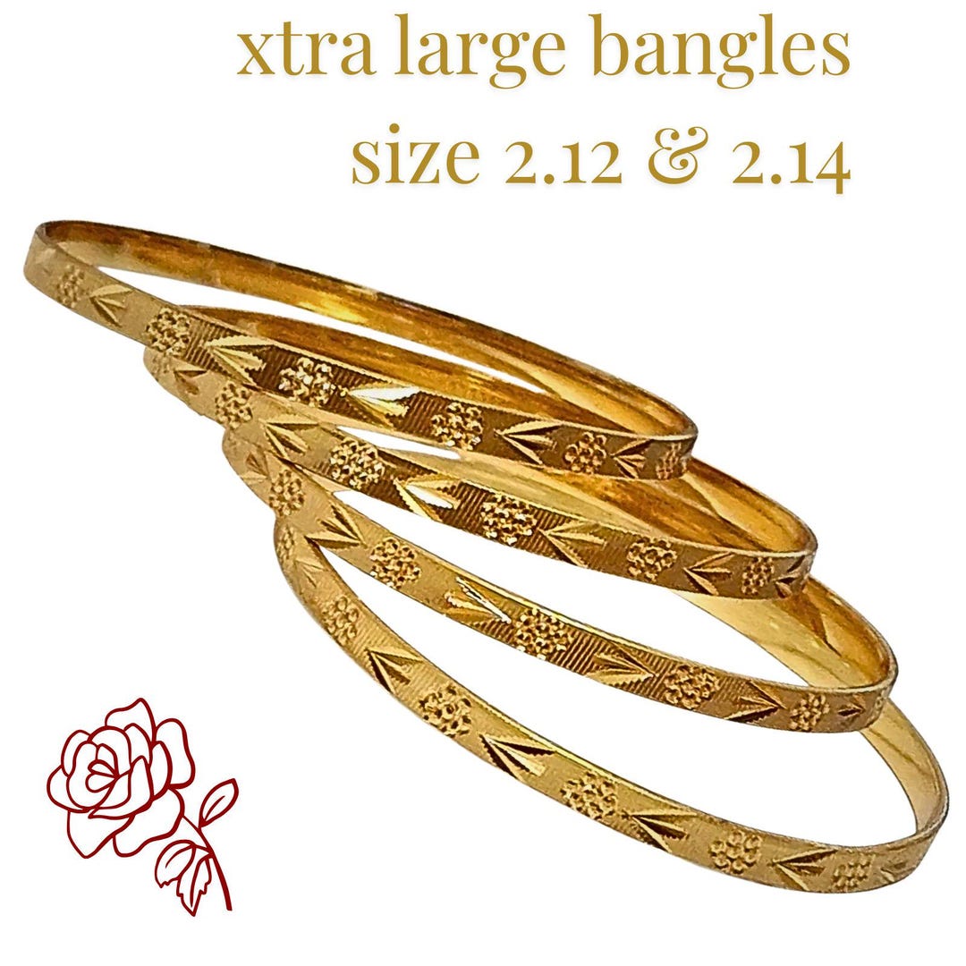 Large Size 2.12 Gold Plated Bangles Set of 2 Indian Asian Bracelets 22k ...