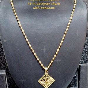 kapa Indian gold chain gold plated Necklace long 26 in mala with Pendant